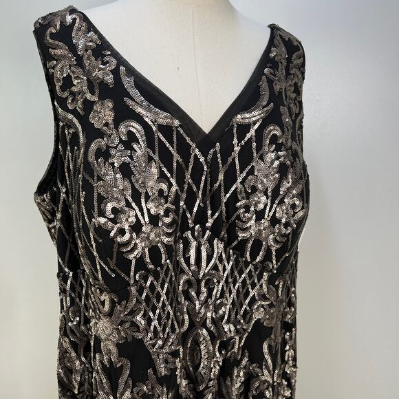R & M Richards Sequin Embellished Dress Black Gown - Picture 5 of 12